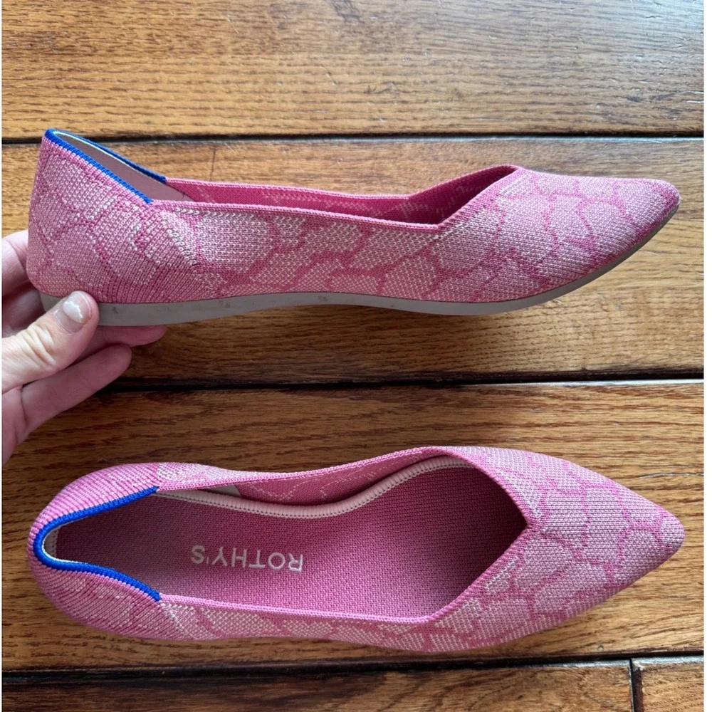 ROTHY'S Sz 8 Pink Rose Quartz Point Flats Limited Edition Unicorn Slip On Shoes